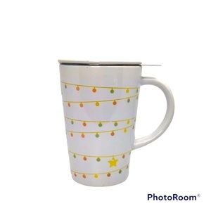 🌺 David’s Tea Mug with Lid and Strainer